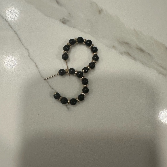 14k Black and Gold Beaded Hoop Earrings 14k - Picture 1 of 2